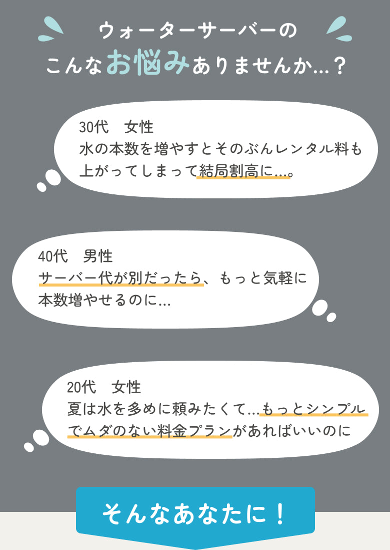 ウォーターサーバーや水の宅配でよくある悩み一覧