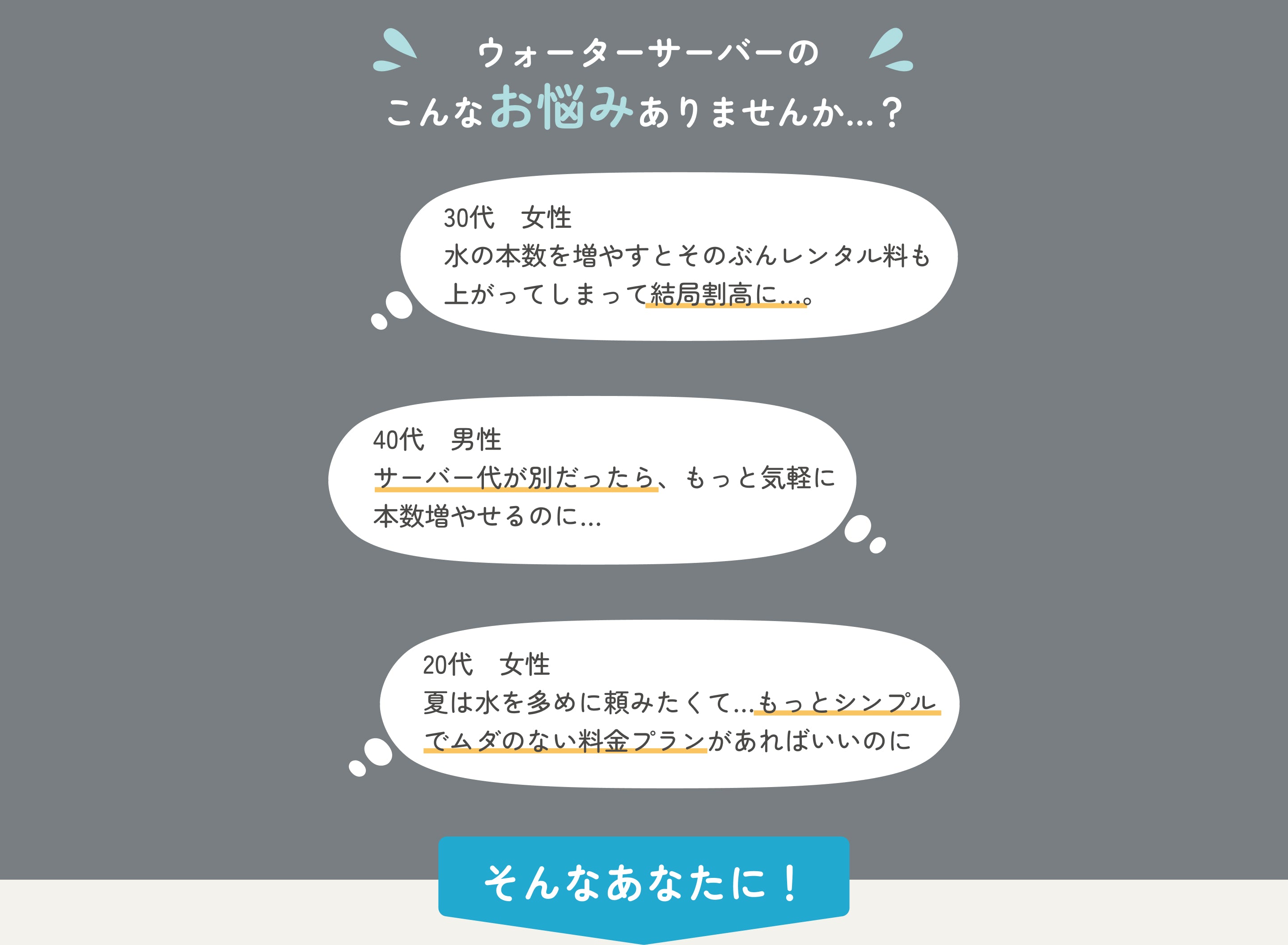ウォーターサーバーや水の宅配でよくある悩み一覧